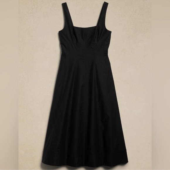 NWT! Banana Republic Black Natalia Square-Neck Midi Dress  - 16 Tall 🌟 - Picture 4 of 8